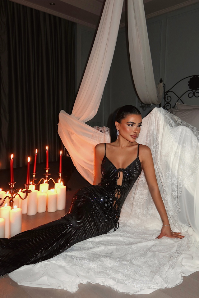 Siyah İyya Elbise ATE-4381 - 2