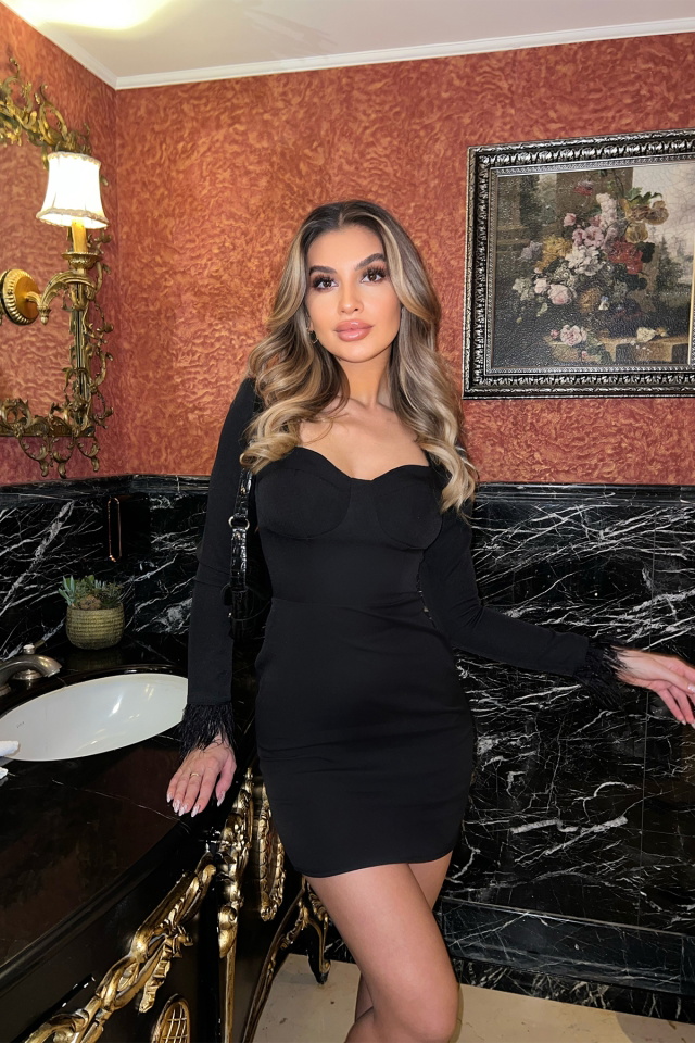 Siyah Püskül Detay Mini Elbise ATE4139 - 5