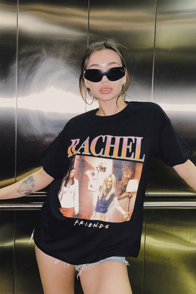 Siyah Rachel Baskılı Tişört