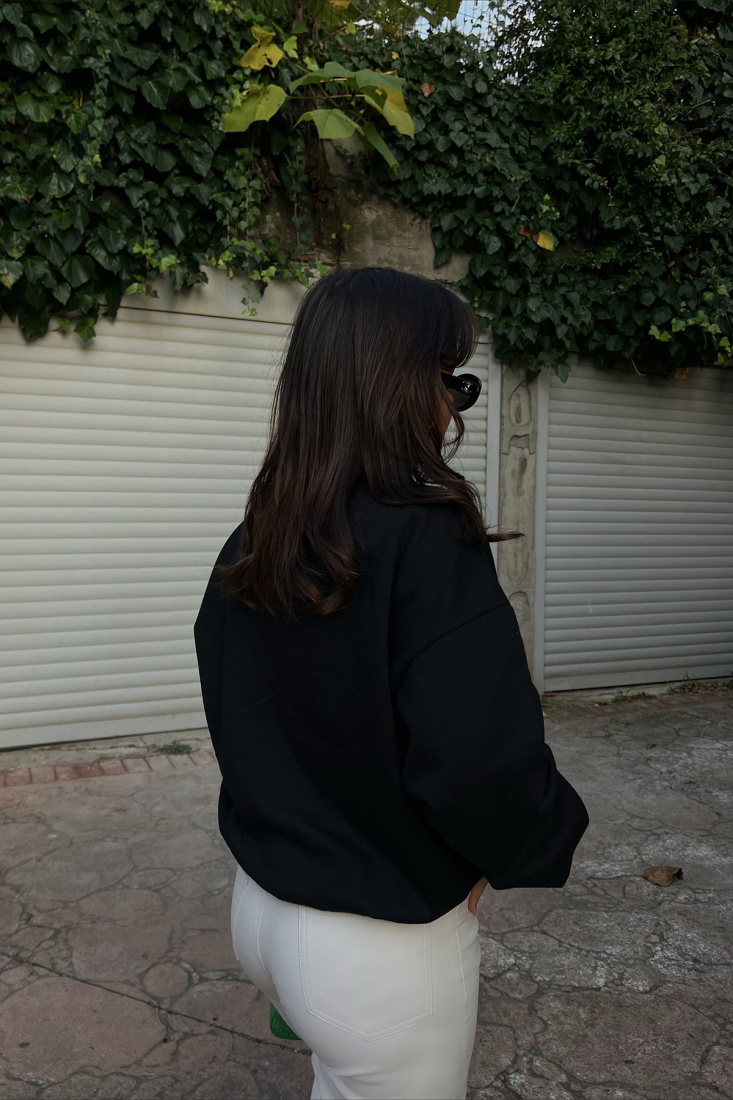 Siyah Önü Racing Baskılı Sweat ATE2572 - EYYO