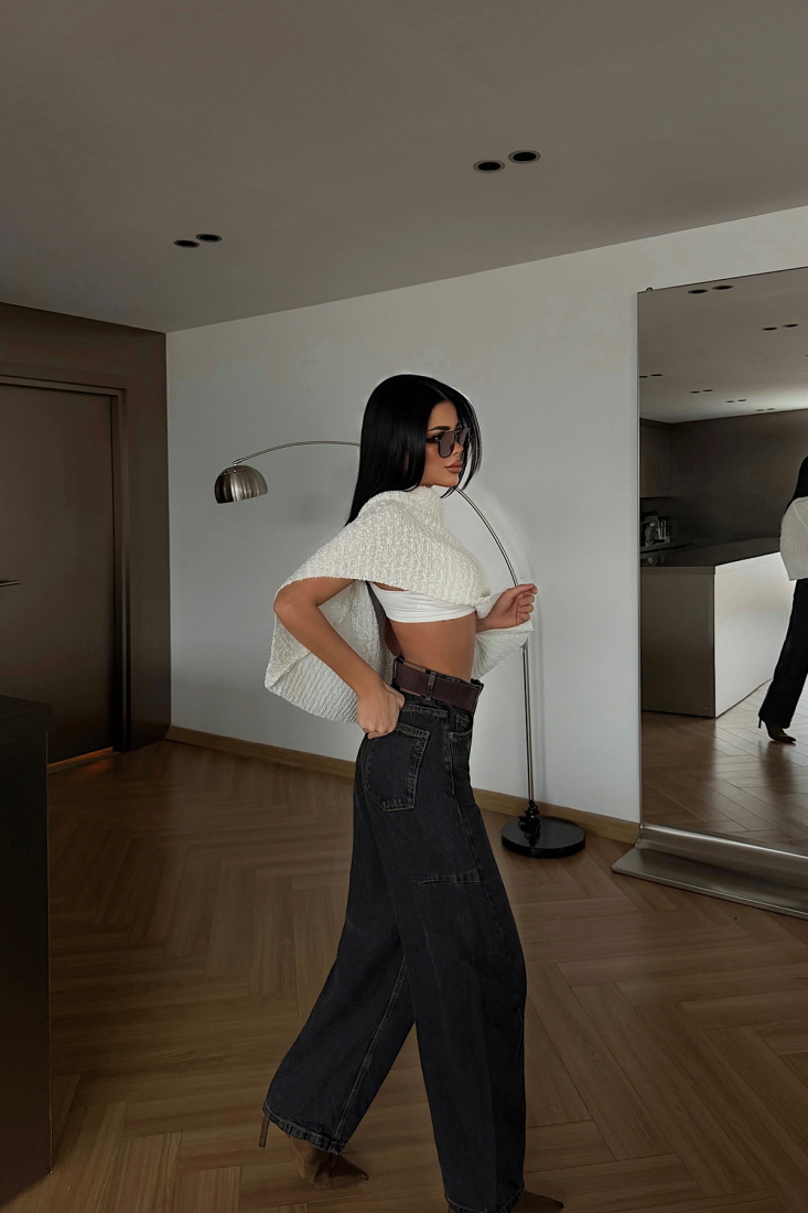 Siyah Relax Fit Jean Pantolon ATE-4679 - EYYO