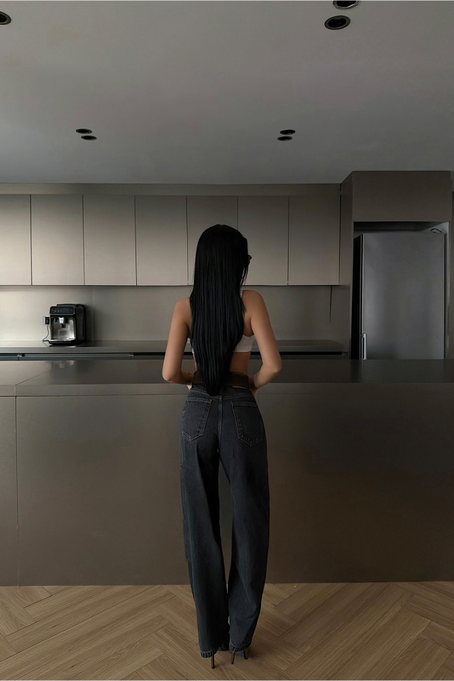 Siyah Relax Fit Jean Pantolon ATE-4679 - 4