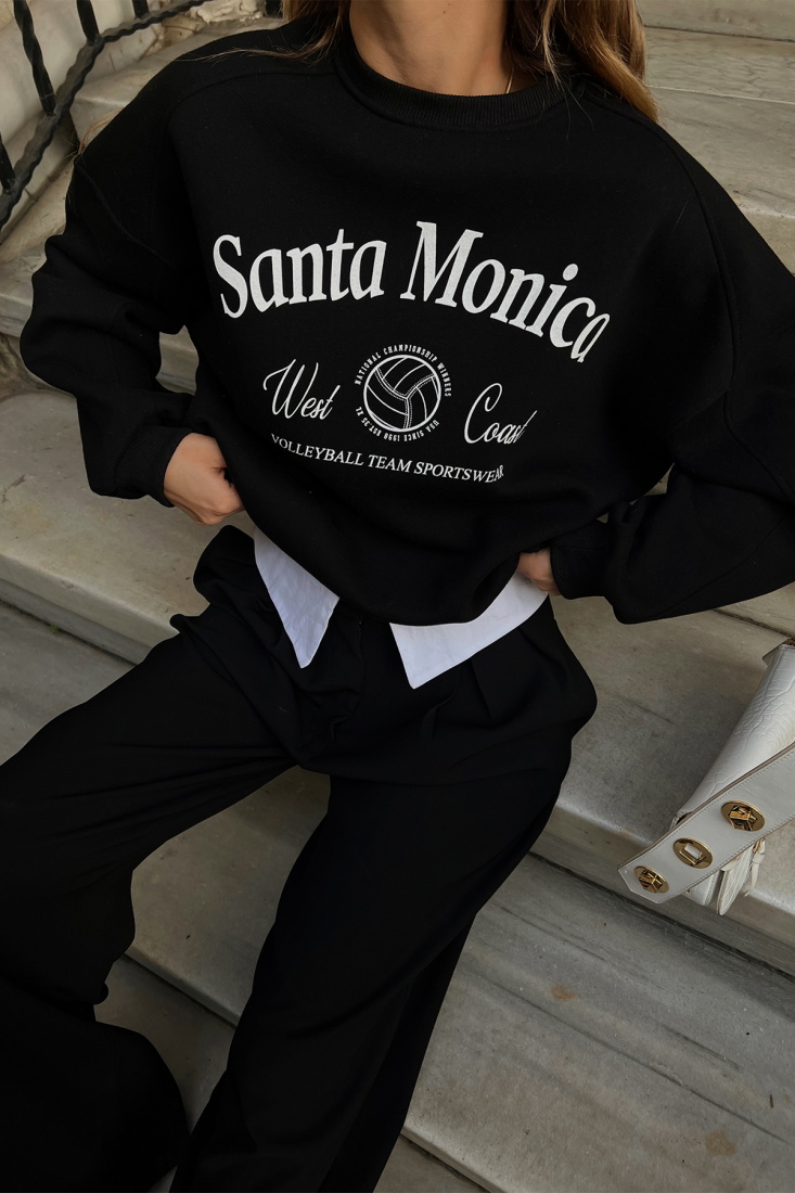 Siyah Santa Monica Baskılı Sweat ATE2398 - EYYO