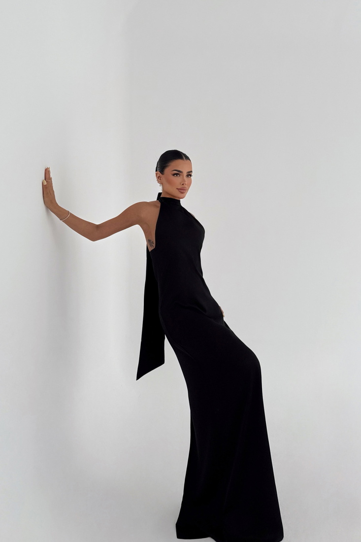 Siyah Aldonsa Sırt Dekolteli Elbise ATE-1319 - EYYO