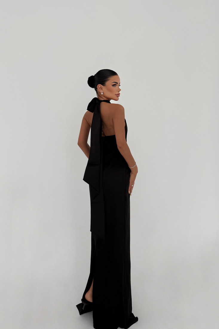 Siyah Aldonsa Sırt Dekolteli Elbise ATE-1319 - EYYO