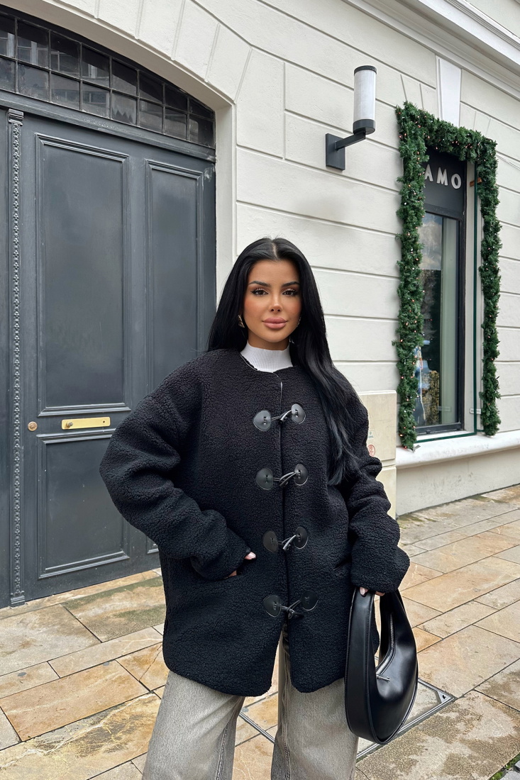 Siyah Serenity Önü Düğmeli Mont ATE-0662 - EYYO