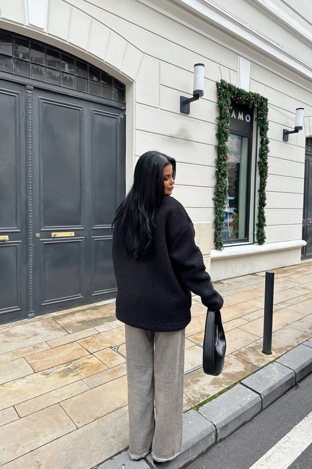 Siyah Serenity Önü Düğmeli Mont ATE-0662 - 5