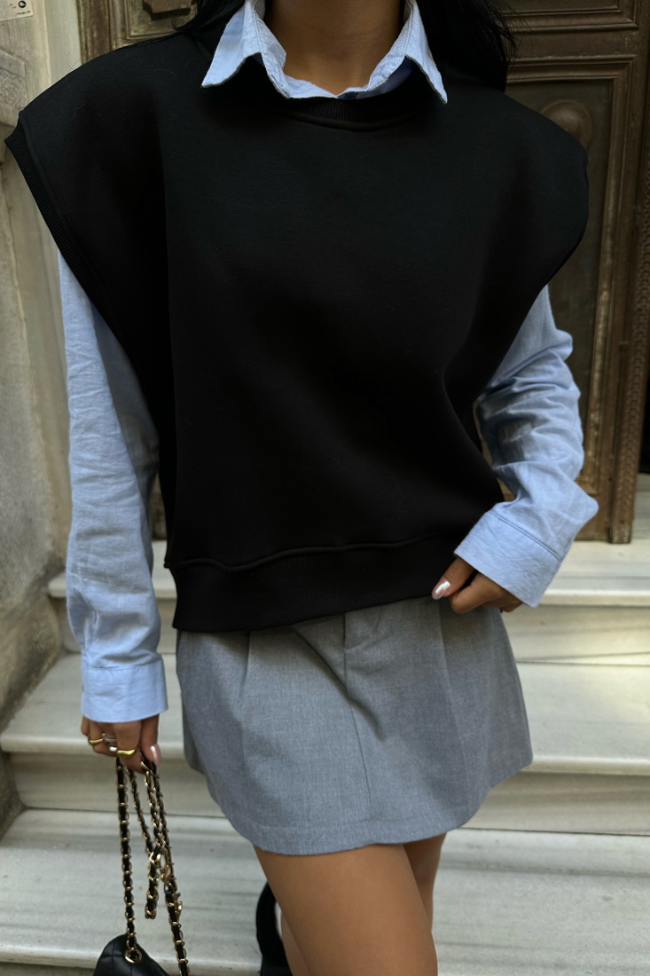 Siyah Sıfır Kol Sweat ATE-0011 - NOON