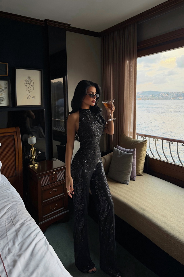 Siyah Wyana Payetli Tulum ATE-3985 