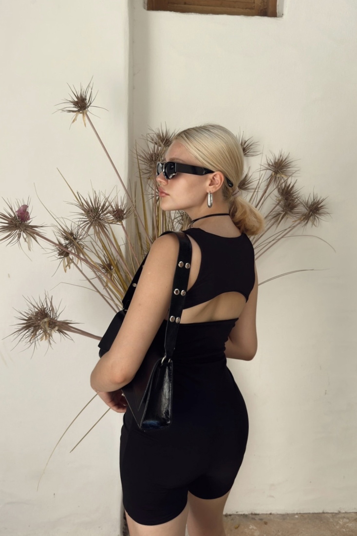 Siyah Sırt Detay Basic Tulum ATE7885 - DMR