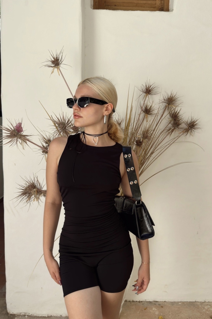 Siyah Sırt Detay Basic Tulum ATE7885 - DMR