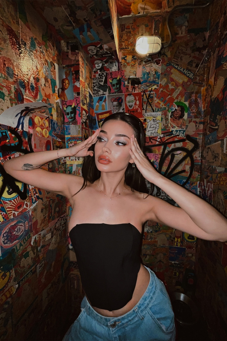 Siyah Sırt Detay Crop Top ATE4195 - ELEY