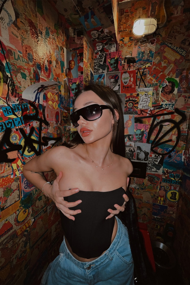 Siyah Sırt Detay Crop Top ATE4195 - ELEY