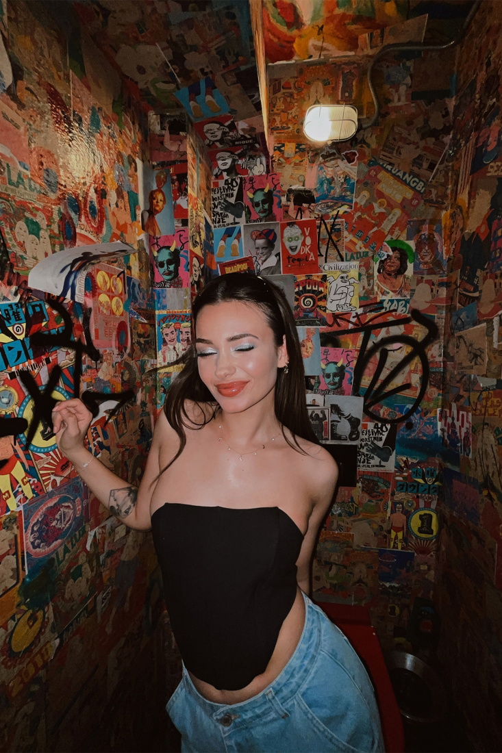 Siyah Sırt Detay Crop Top ATE4195 - ELEY