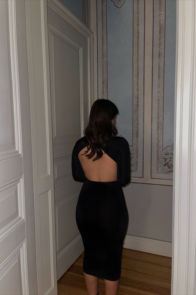 Siyah Sırt Detay Elbise ATE3756 - 2