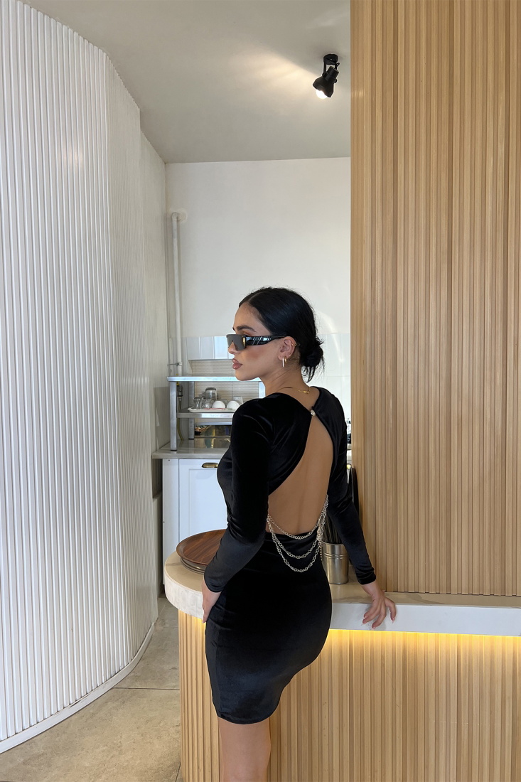 Siyah Sırt Detay Pencereli Elbise ATE2868 - EYYO