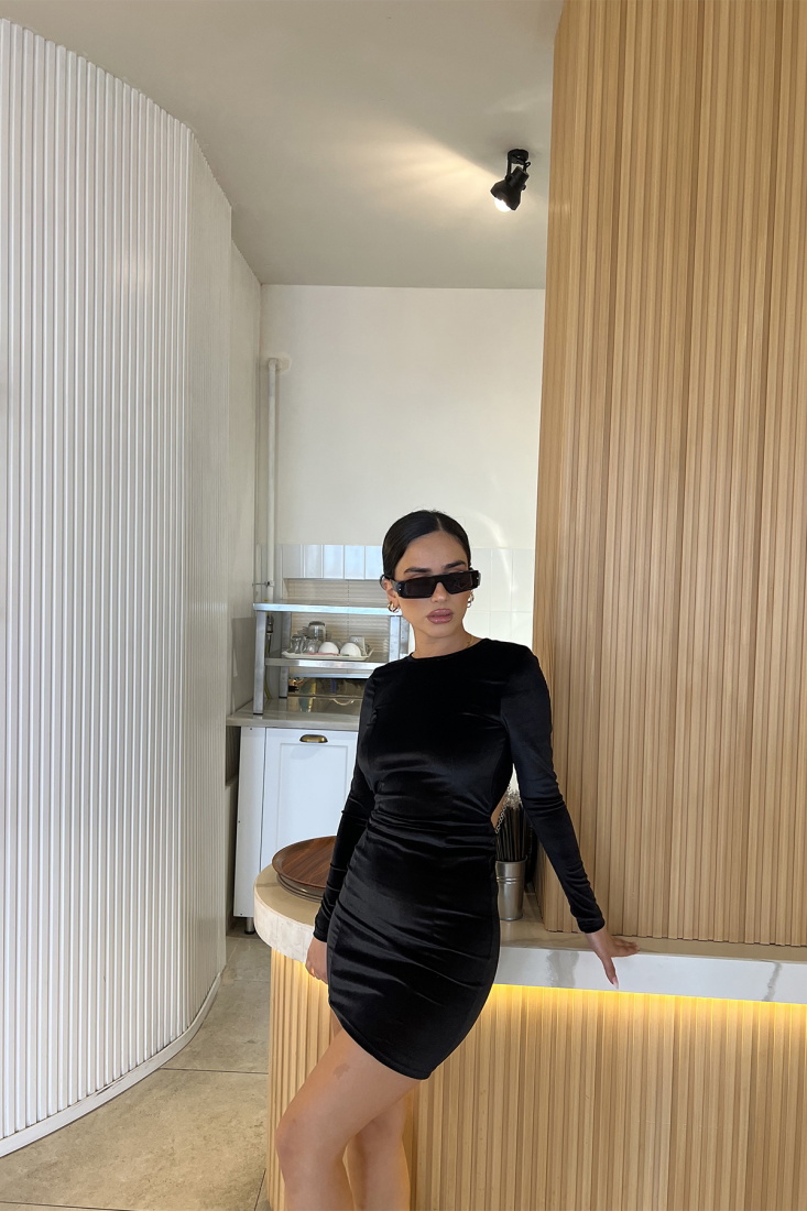 Siyah Sırt Detay Pencereli Elbise ATE2868 - EYYO