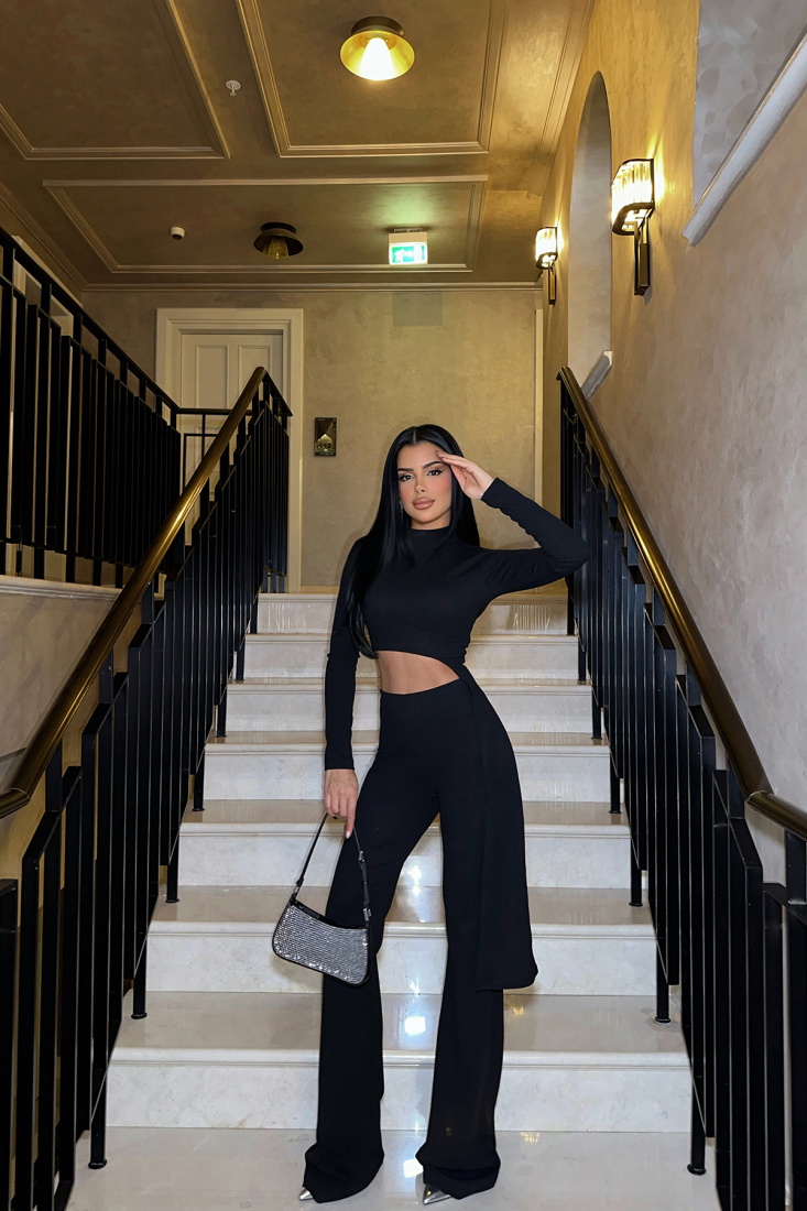 Siyah Sırt Detay Pantolonlu Takım ATE-0341 - BİROL ATÖLYE