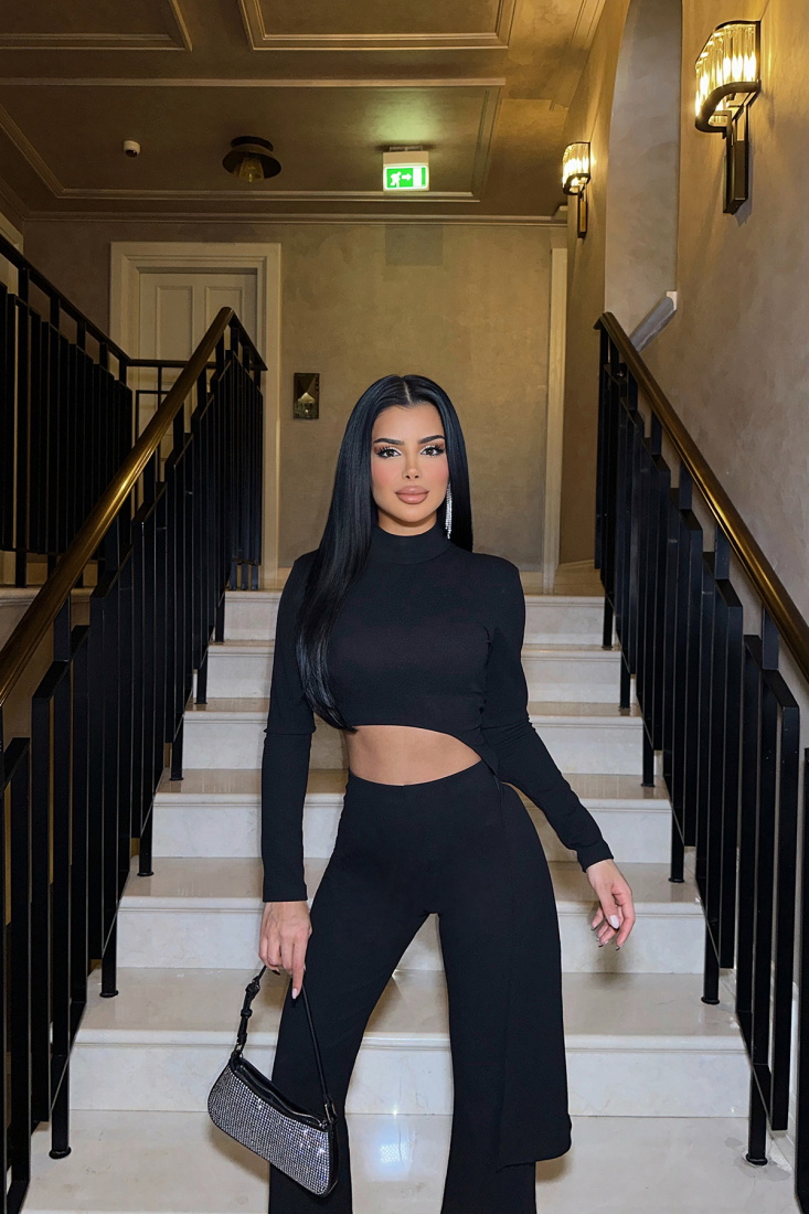 Siyah Sırt Detay Pantolonlu Takım ATE-0341 - BİROL ATÖLYE