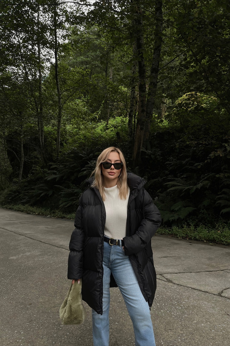 Siyah Şişme Uzun Mont ATE2090 - LEVENT