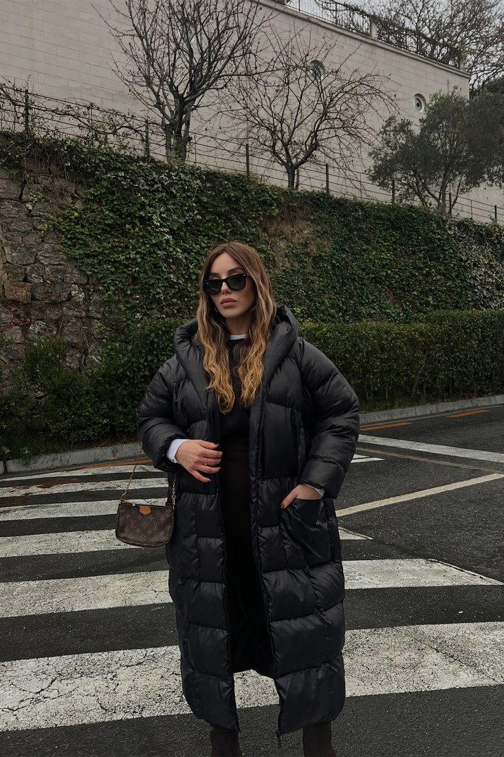 Siyah Şişme Uzun Mont ATE3136 - EYYO