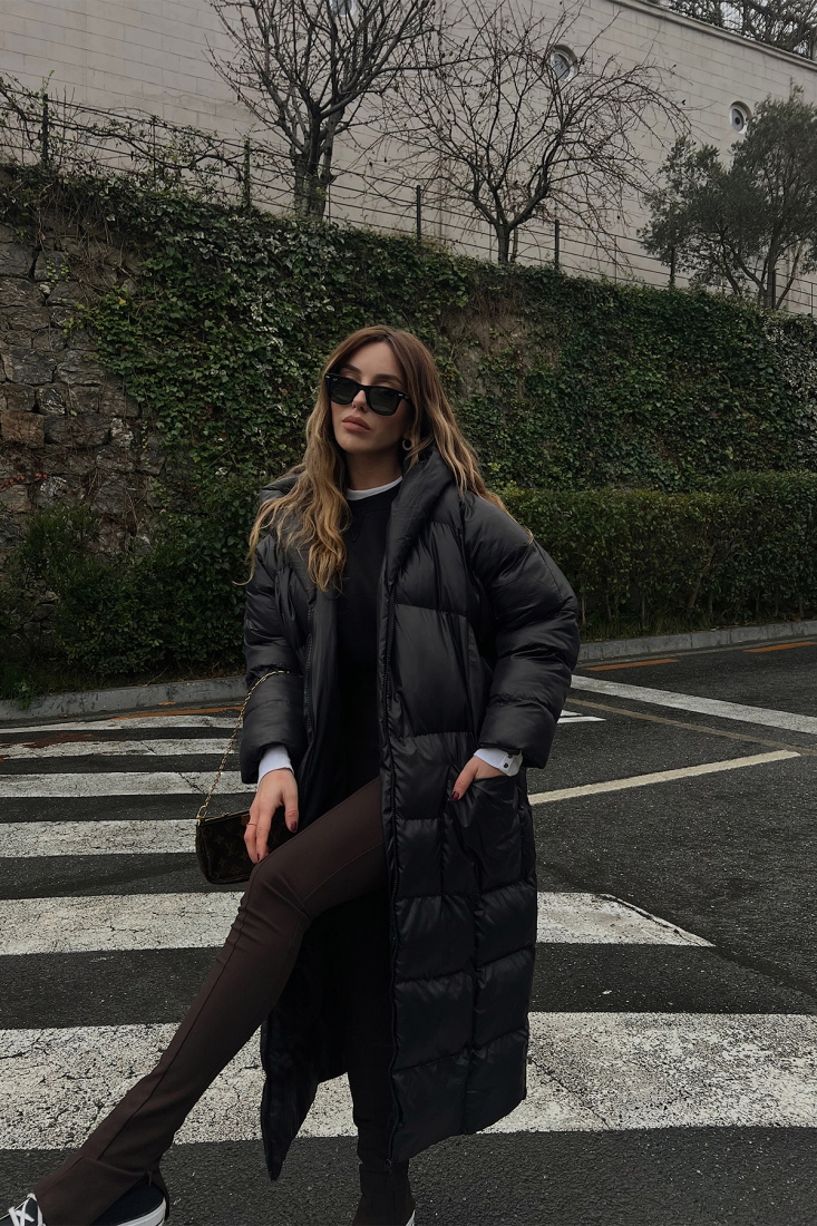 Siyah Şişme Uzun Mont ATE3136 - EYYO