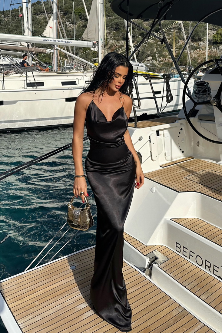 Siyah Sofia Elbise ATE-1171 - EYYO