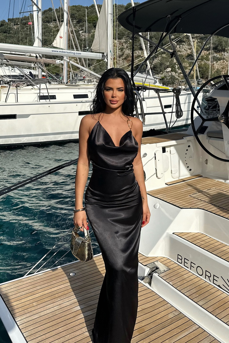 Siyah Sofia Elbise ATE-1171 - EYYO