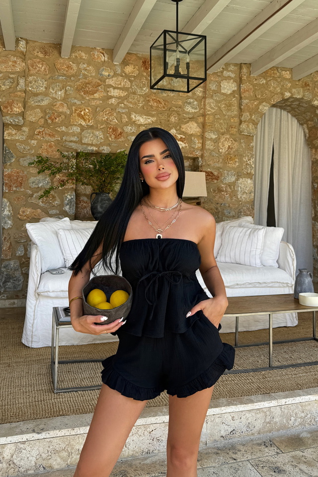 Siyah Tanja Şortlu Takım