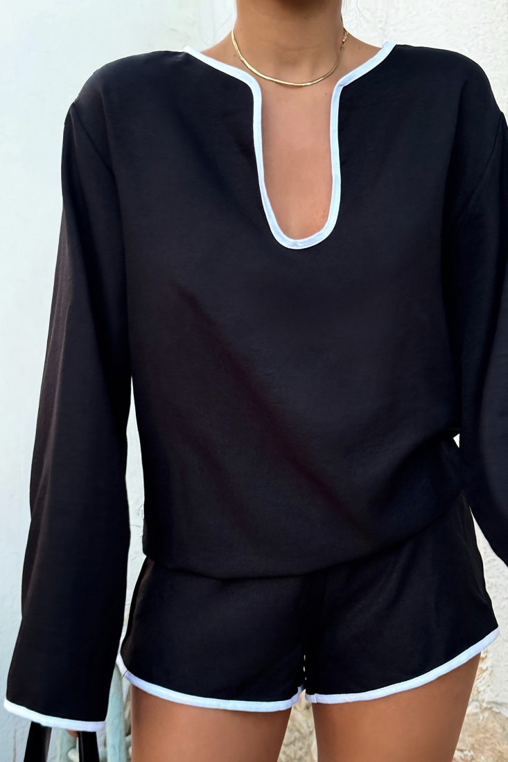 Siyah Ladina Keten Takım ATE-1398 - EYYO