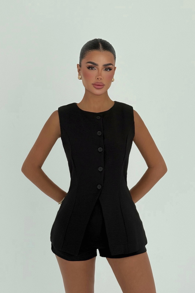 Siyah Loutra Mini Şortlu Takım ATE-3003 - 1
