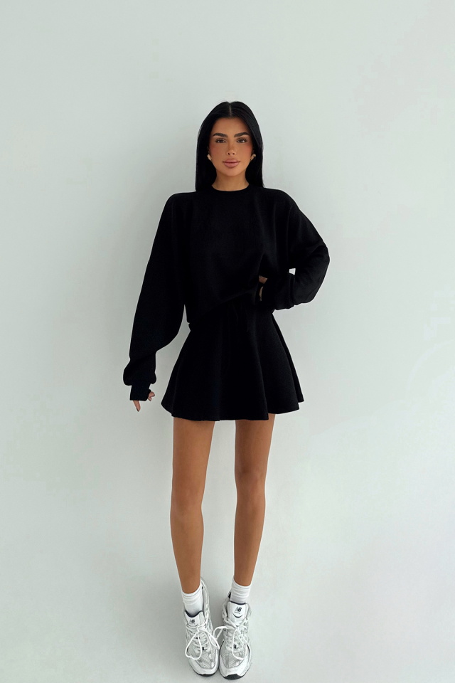 Siyah Torque Şort Etekli Eşofman Takım ATE-3598 - 1