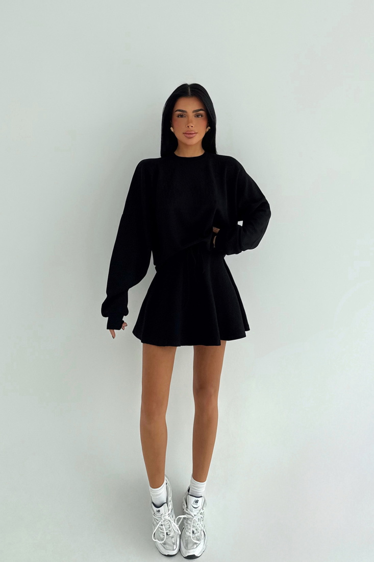 Siyah Torque Şort Etekli Eşofman Takım ATE-3598 - EYYO