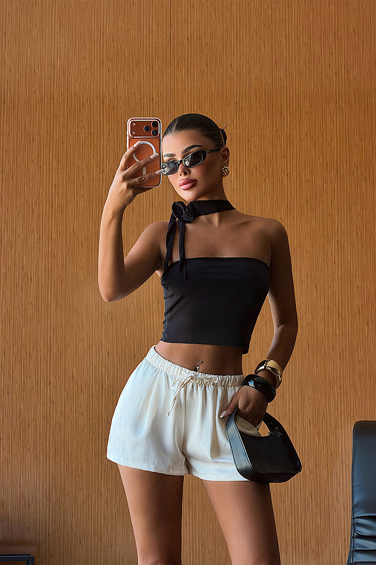 Siyah Straplez Crop Top
