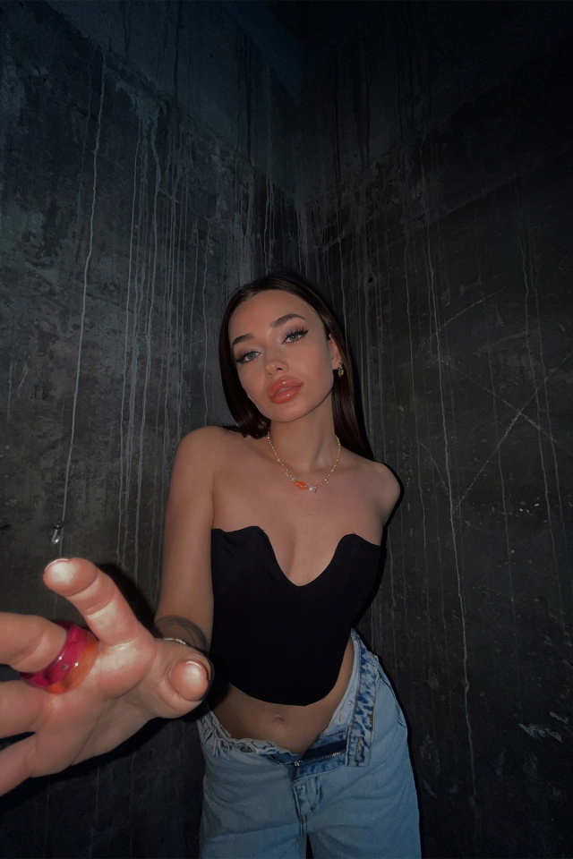Siyah Straplez Crop Top ATE4205 - 4