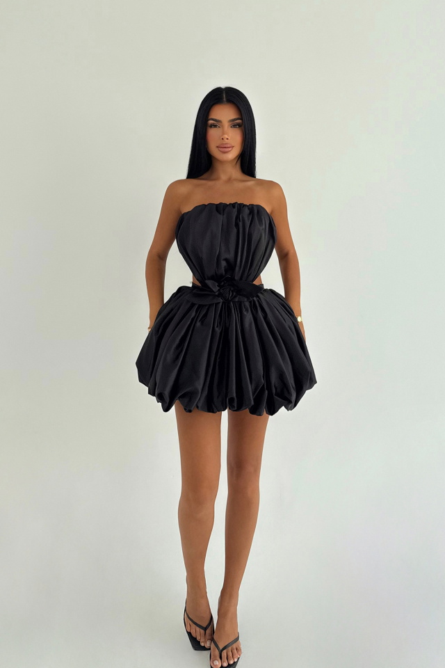 Siyah Senda Mini Elbise ATE-3517 - 1