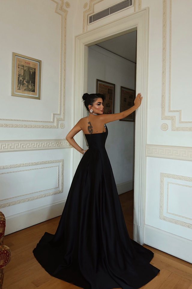 Siyah Alivia Uzun Abiye ATE-3271 - 4