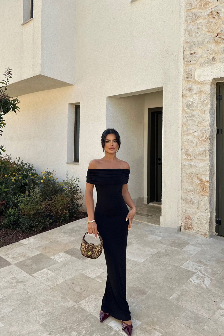 Siyah Brunella Uzun Elbise ATE-0985 - EYYO