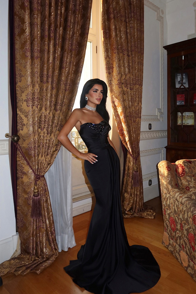 Siyah Elodie Uzun Abiye ATE-3383 