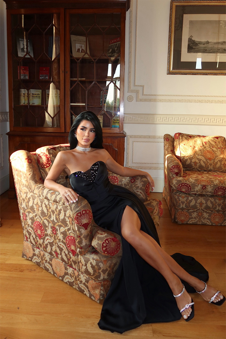 Siyah Elodie Uzun Abiye ATE-3383 - EYYO