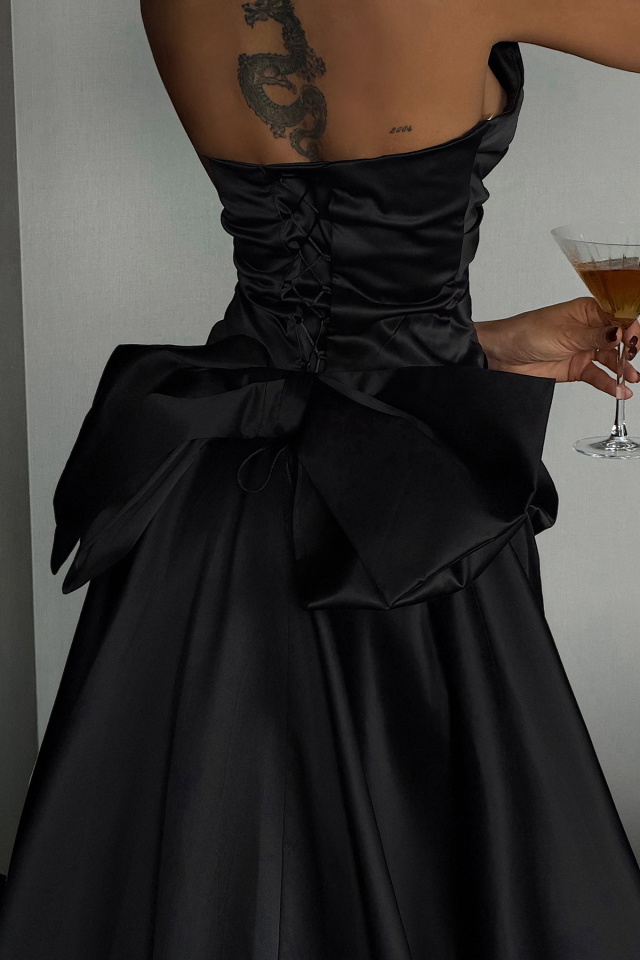 Siyah Lilou fiyonk detaylı abiye ATE-4044 - 5