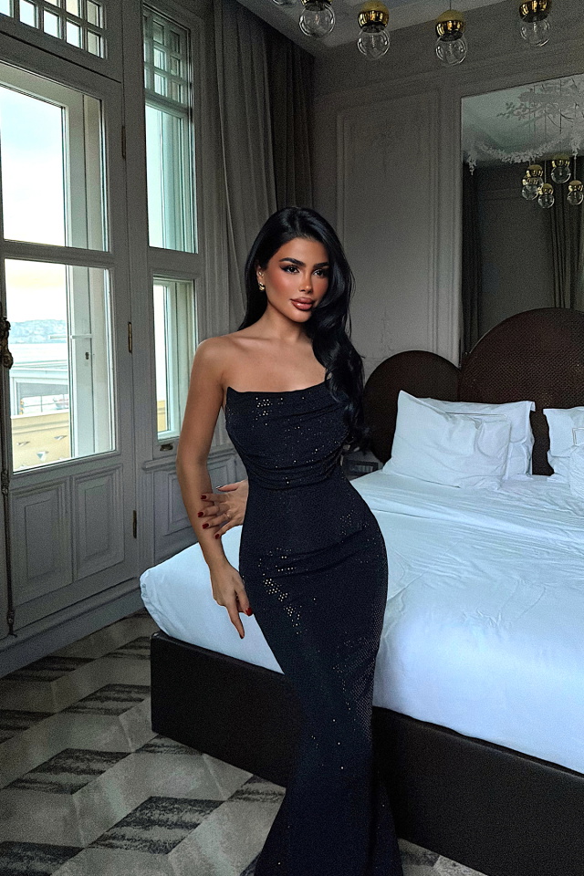 Siyah Lainie Uzun Elbise ATE-4374 - 2