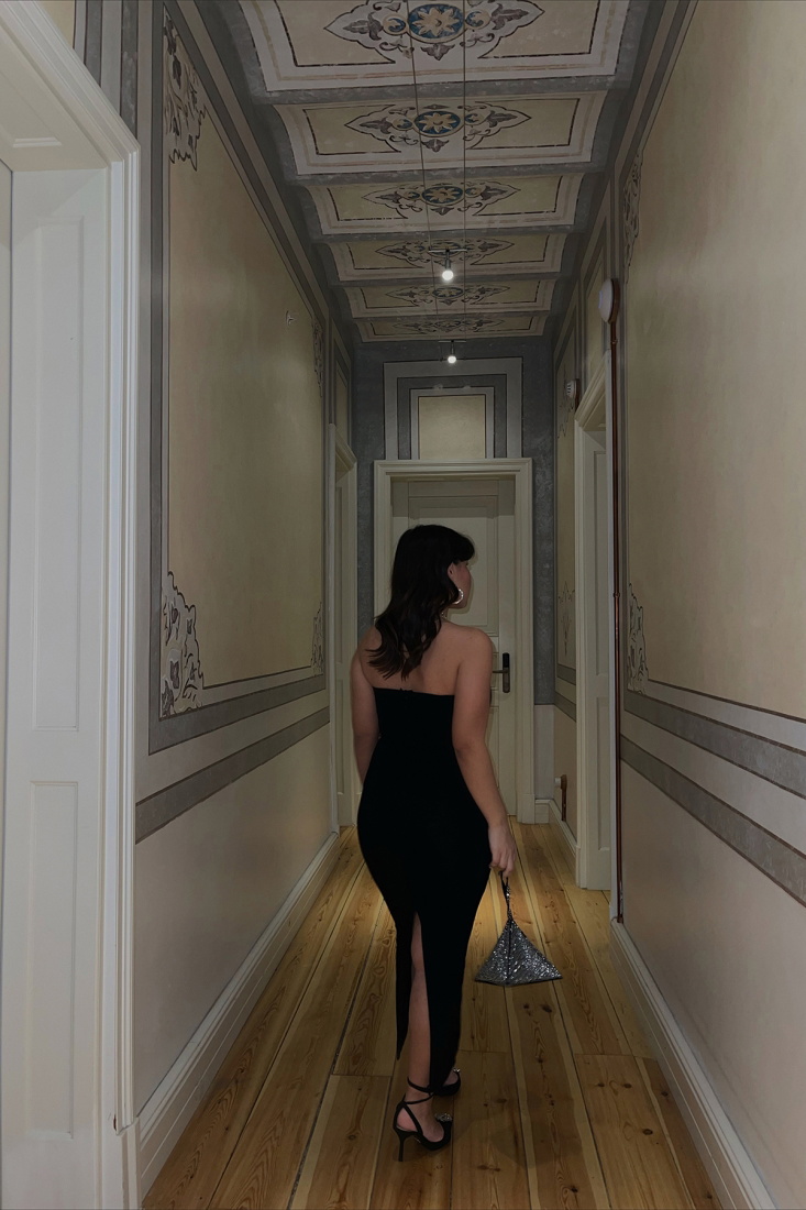 Siyah Straplez Uzun Elbise ATE3618 - EYYO