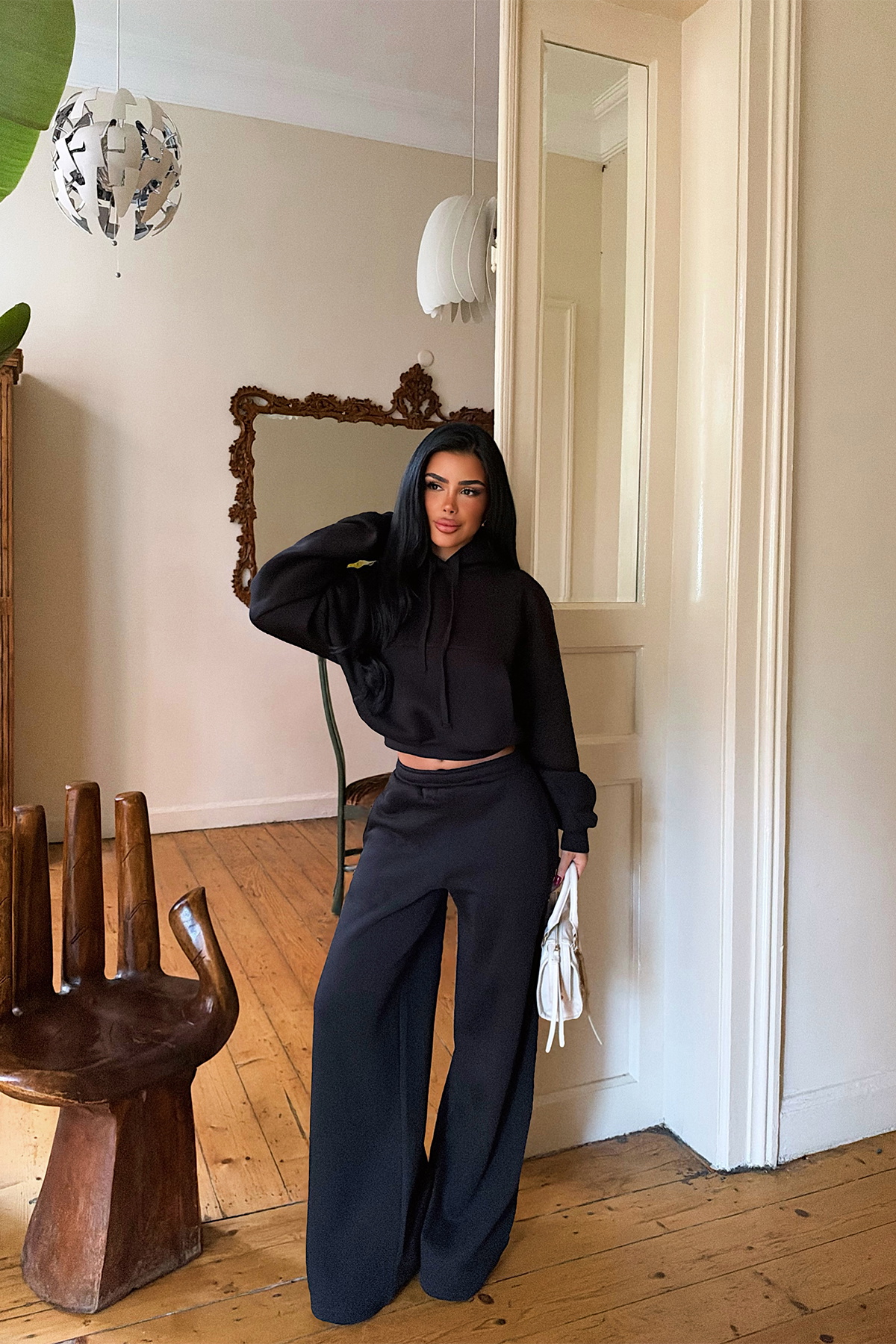 Siyah Sweat Detay Pantolonlu Takım - 3