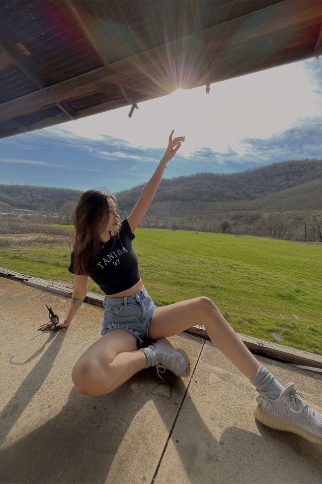 Siyah Tanisa Yazılı Crop Top ATE4627 - 17