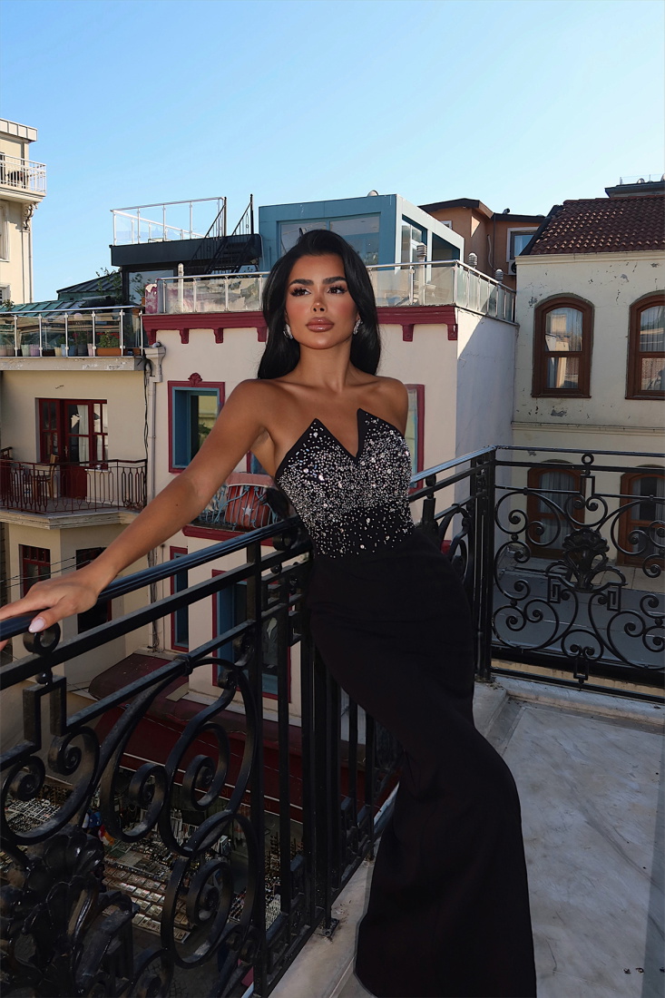 Siyah Dorothy Işıltılı Abiye ATE-3755 - EYYO