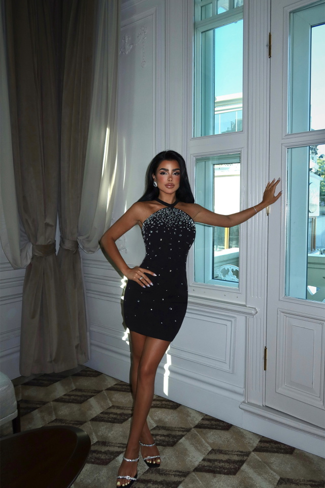 Siyah Caspia Mini Taşlı Abiye ATE-3267 - 3