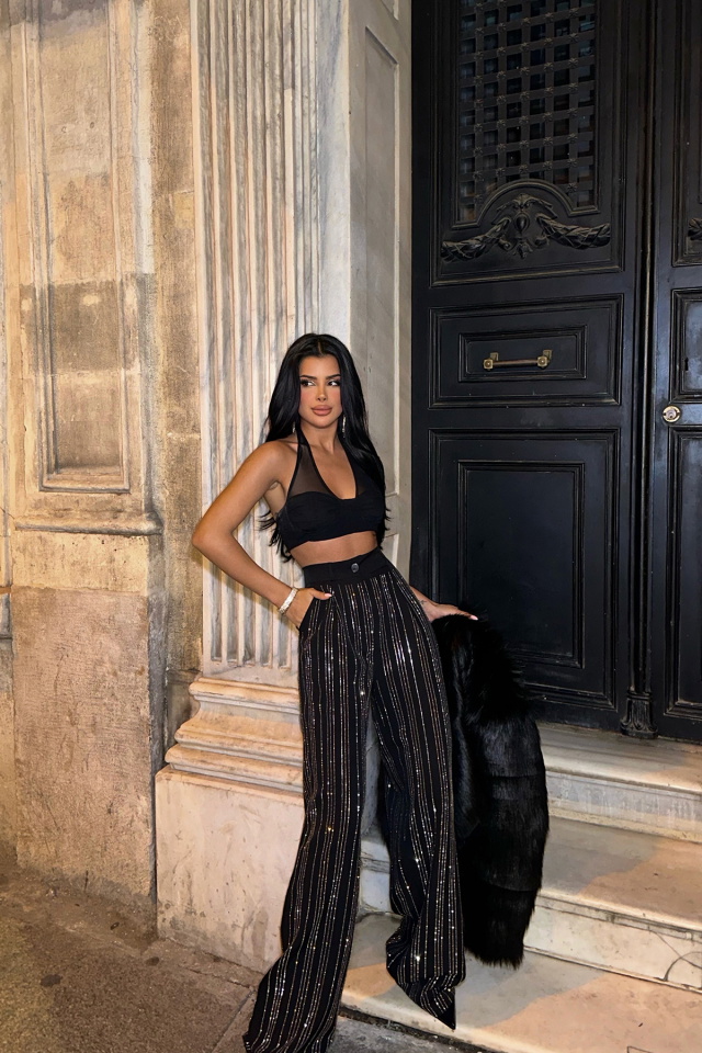  NORA Siyah Taş Detay Pantolon ATE-0472 - 3