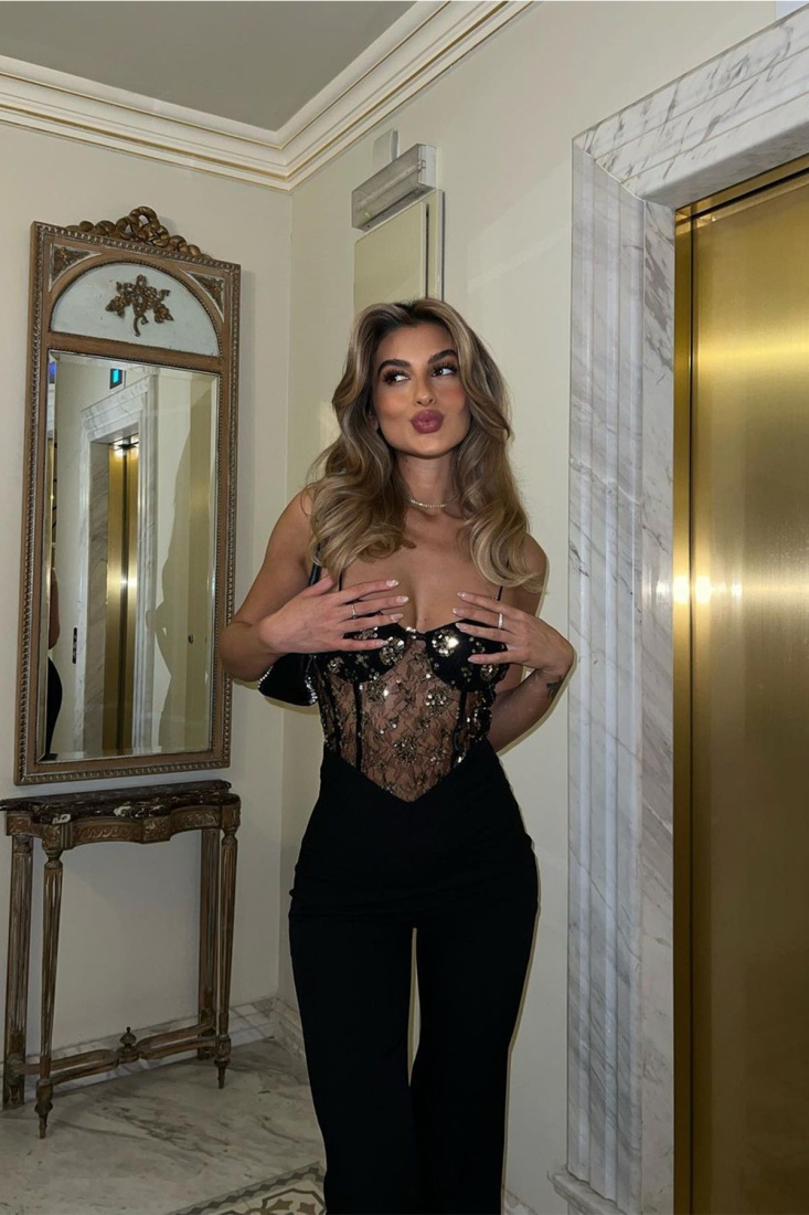 Siyah Taş Detay Tulum ATE3749 - EYYO ATELIER