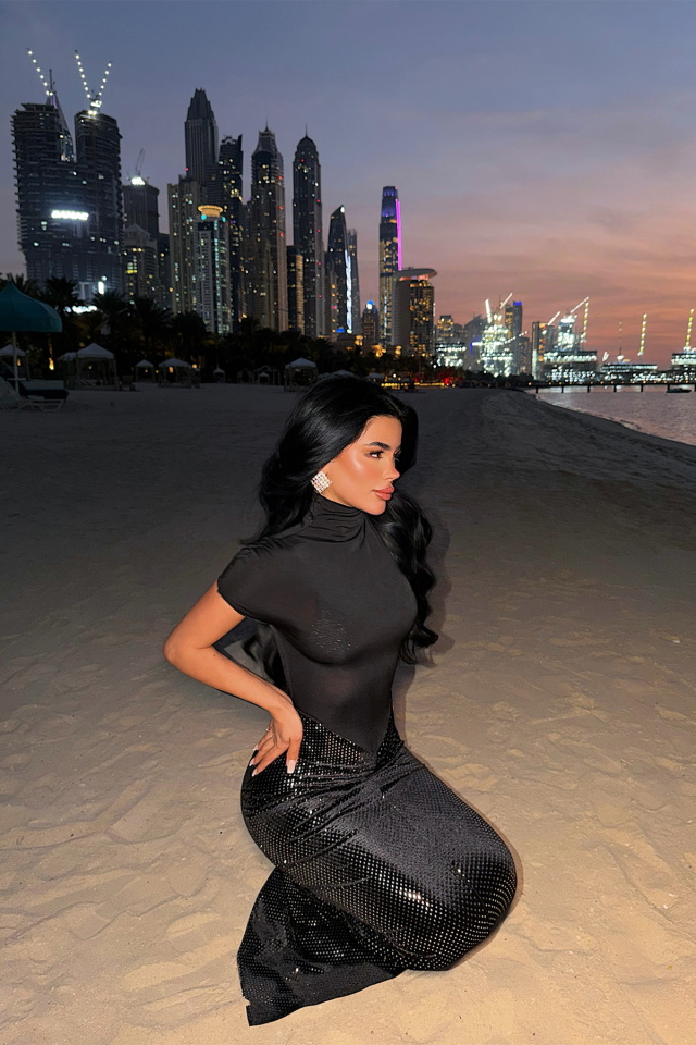 Siyah Melrosse Uzun Elbise ATE-4701 - 2